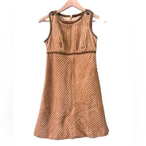 VINTAGE Sue Brett Junior Dress Corduroy Velvet Fit Flare Dress 60s 70s Sz 9